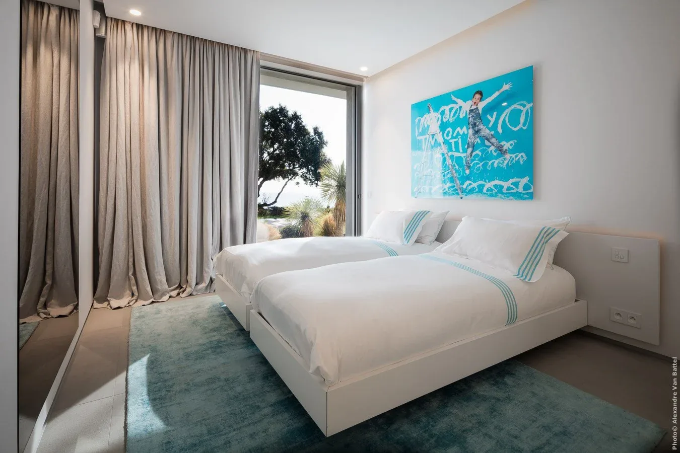 Chambre twin bleue, œuvre d'art